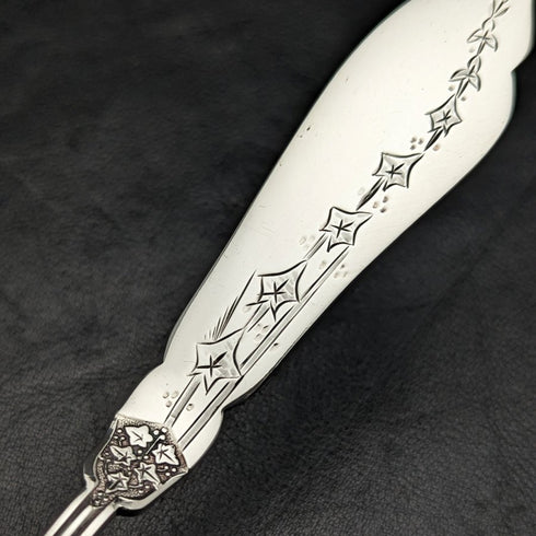 British antique silver plate jam spoon & butter knife set in case